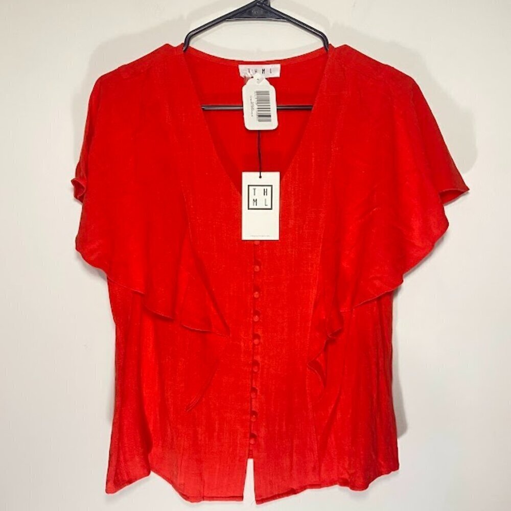 THML Flutter Sleeve Button Blouse